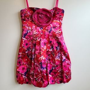 Bcbg maxazria floral print strapless bubble dress